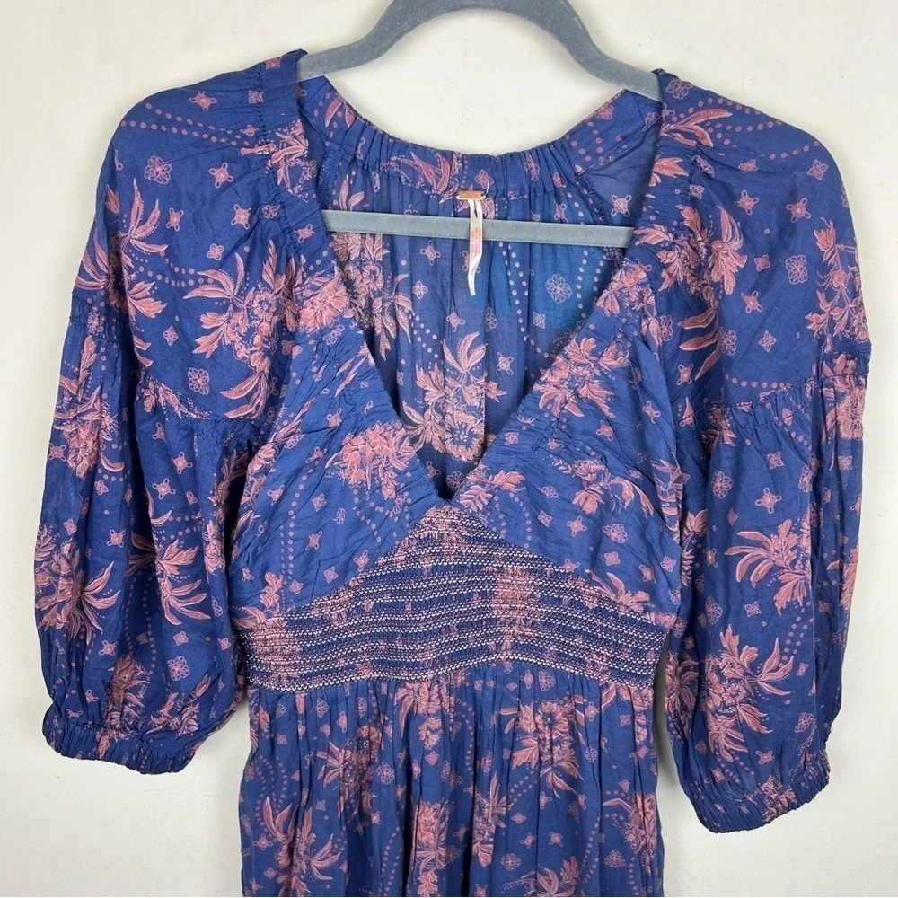 NEW Free People Golden Hour Maxi Dress Navy Combo XS